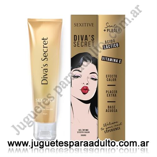 Aceites y lubricantes, Lubricantes sexitive, Gel intimo diva's secret efecto calor de 30g